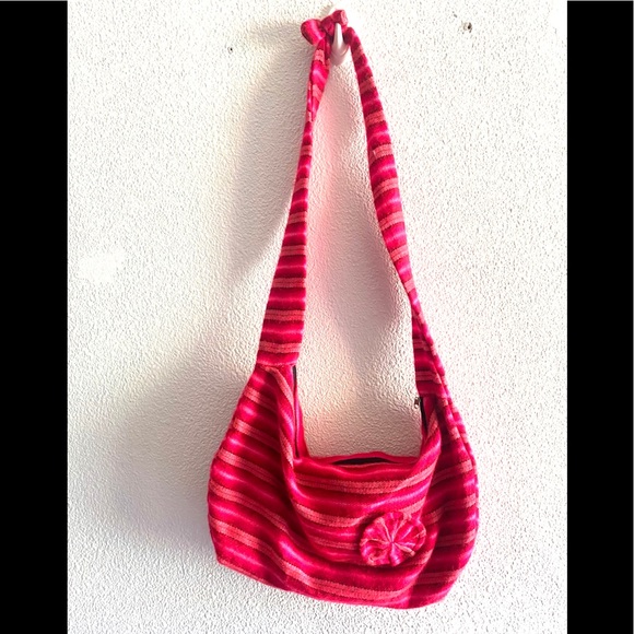 Handbags - Woman’s pink over the shoulder cloth bag